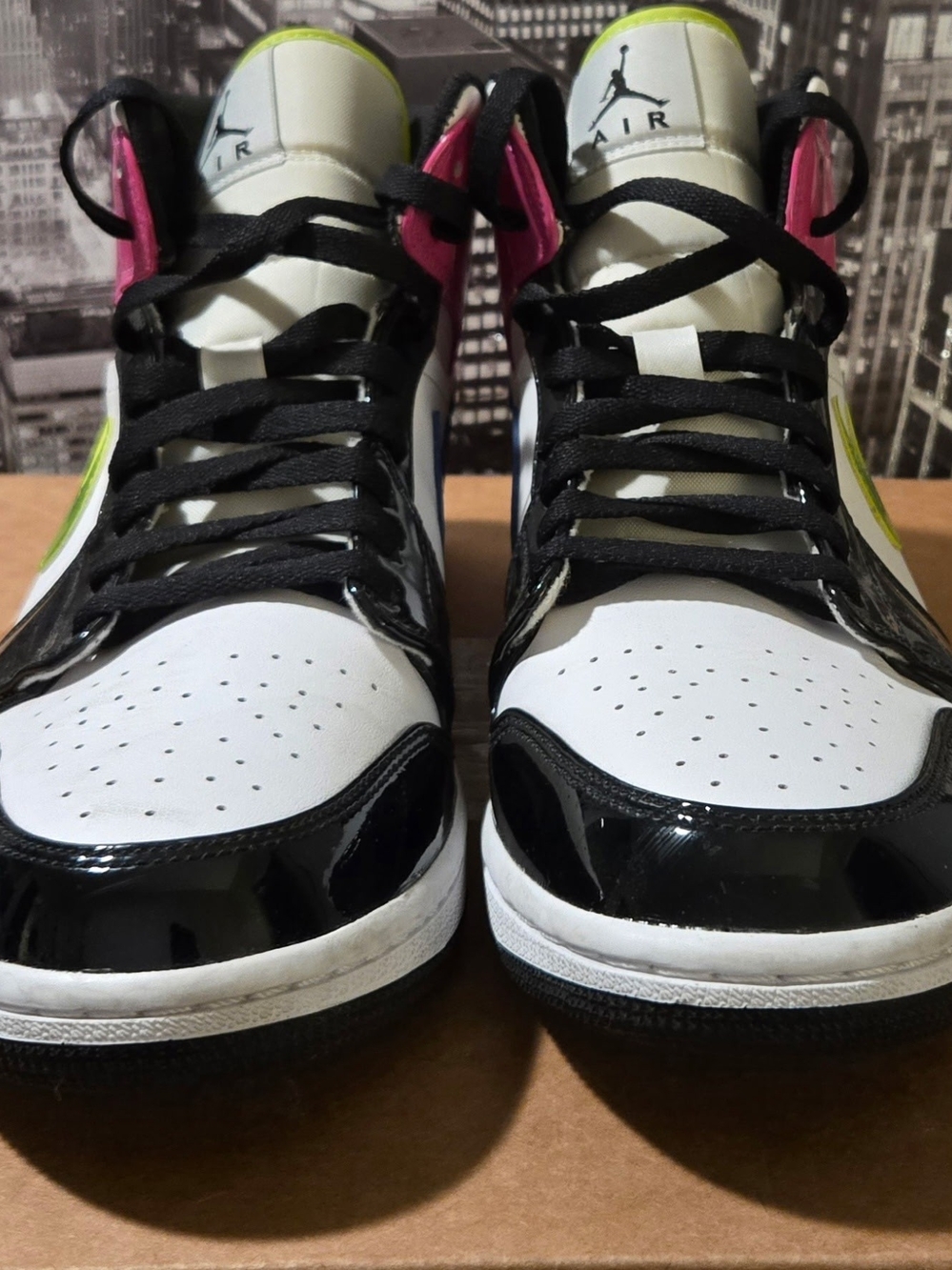 Jordan Men’s High-Top Sneakers Black White Pink Lime